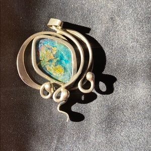 Egyptian glass and silver pendant